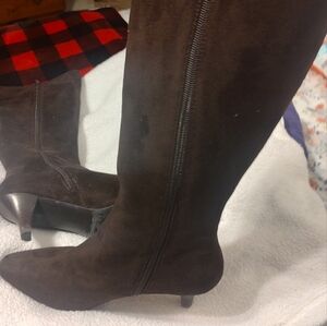 Charcoal brown knee high boots